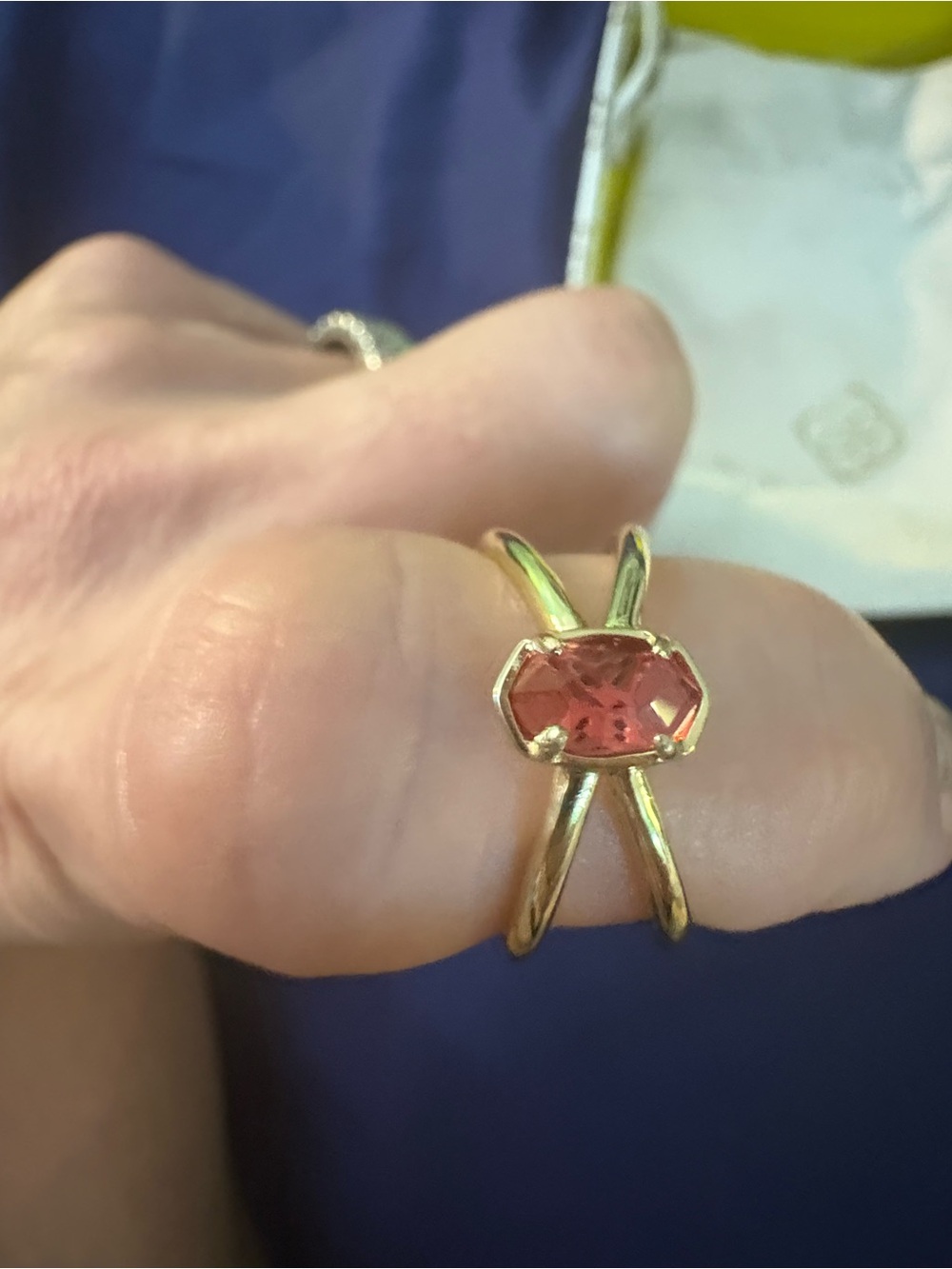 Kendra Scott Gold Emilie Ring with Red Stone